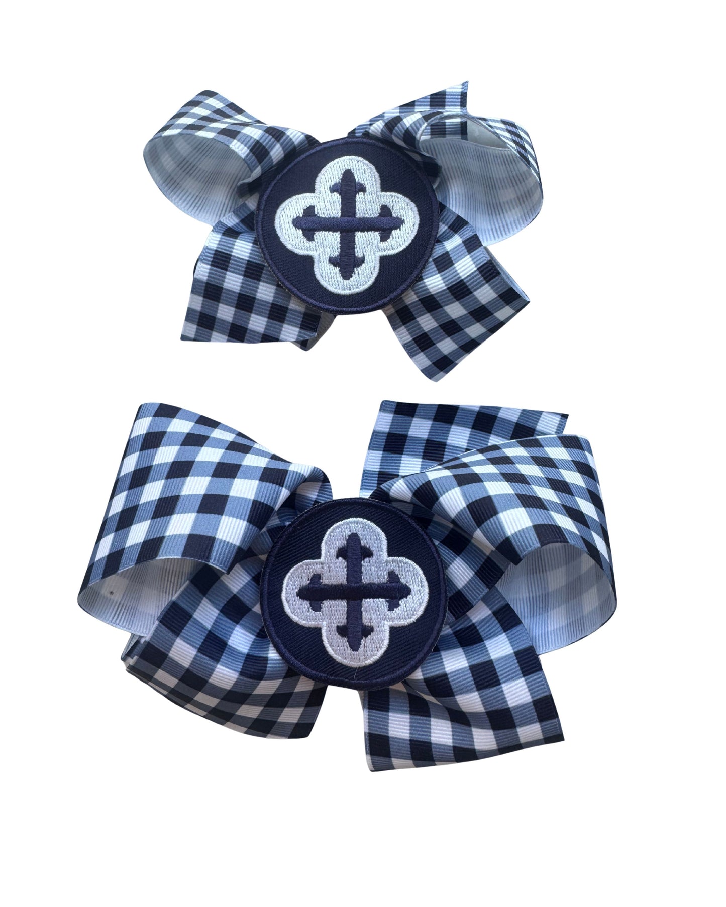 Navy Gingham Embroidered Patch Bow MONTE