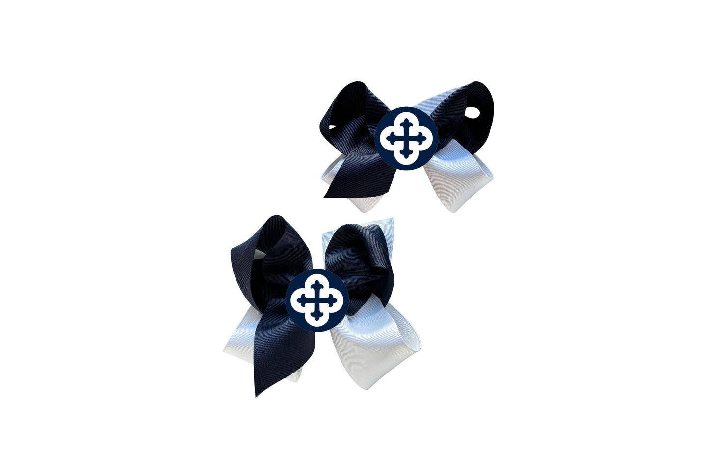 PRE ORDER Two-Tone Navy/White Embroidered Patch Bow MONTE
