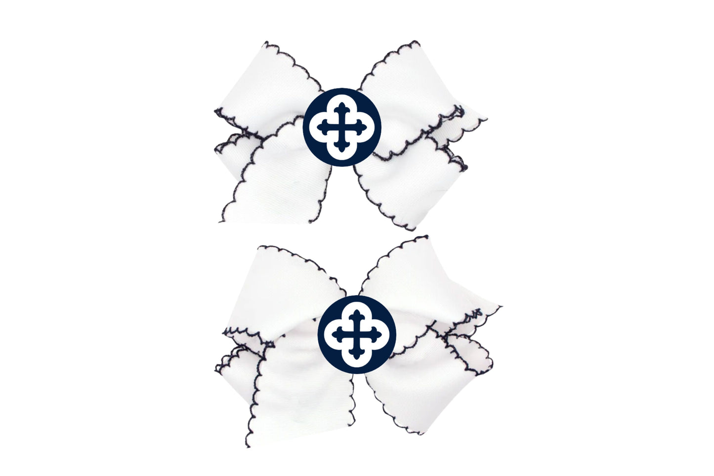 PRE ORDER White Scallop Embroidered Patch Bow MONTE