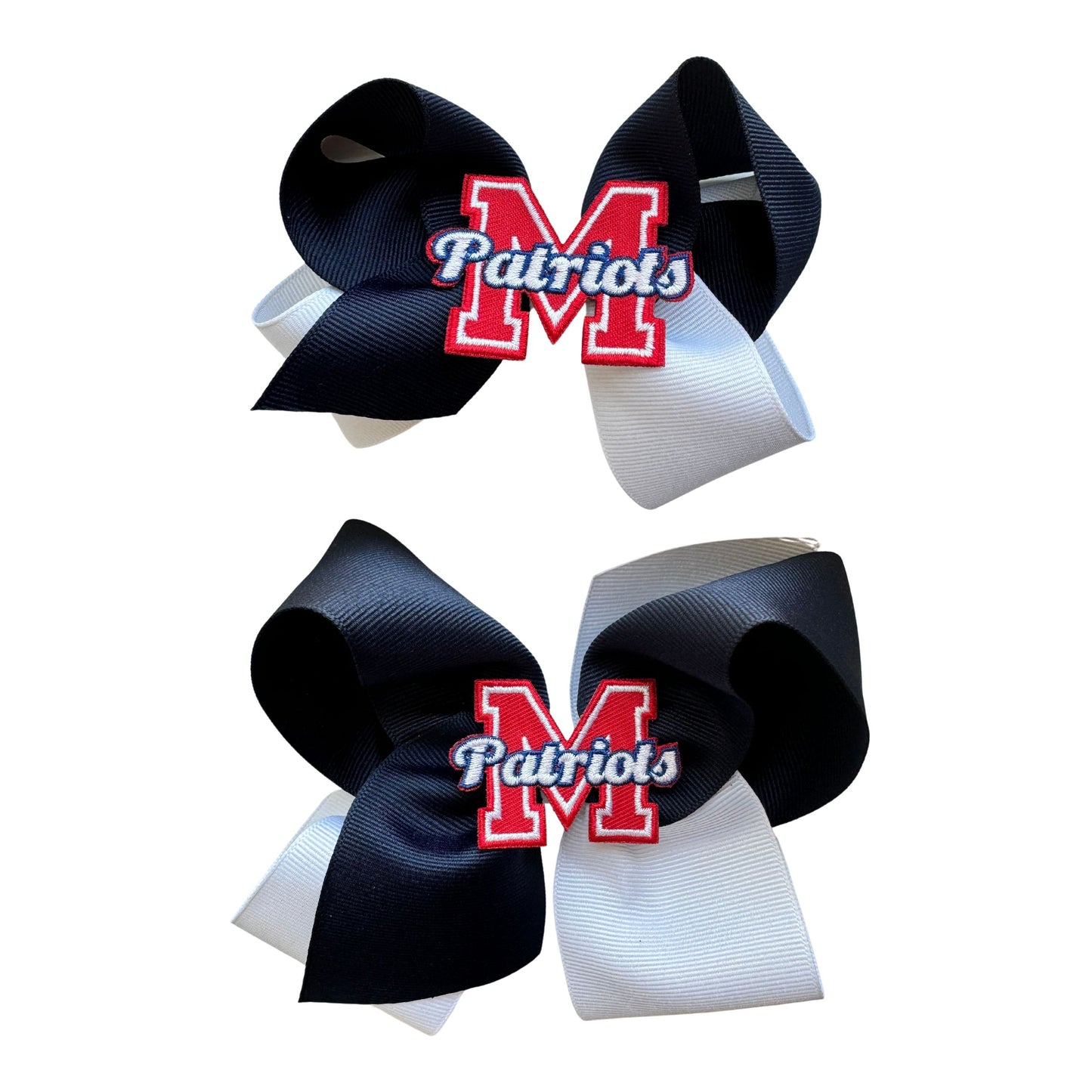 Navy & White Embroidered Patch Bow