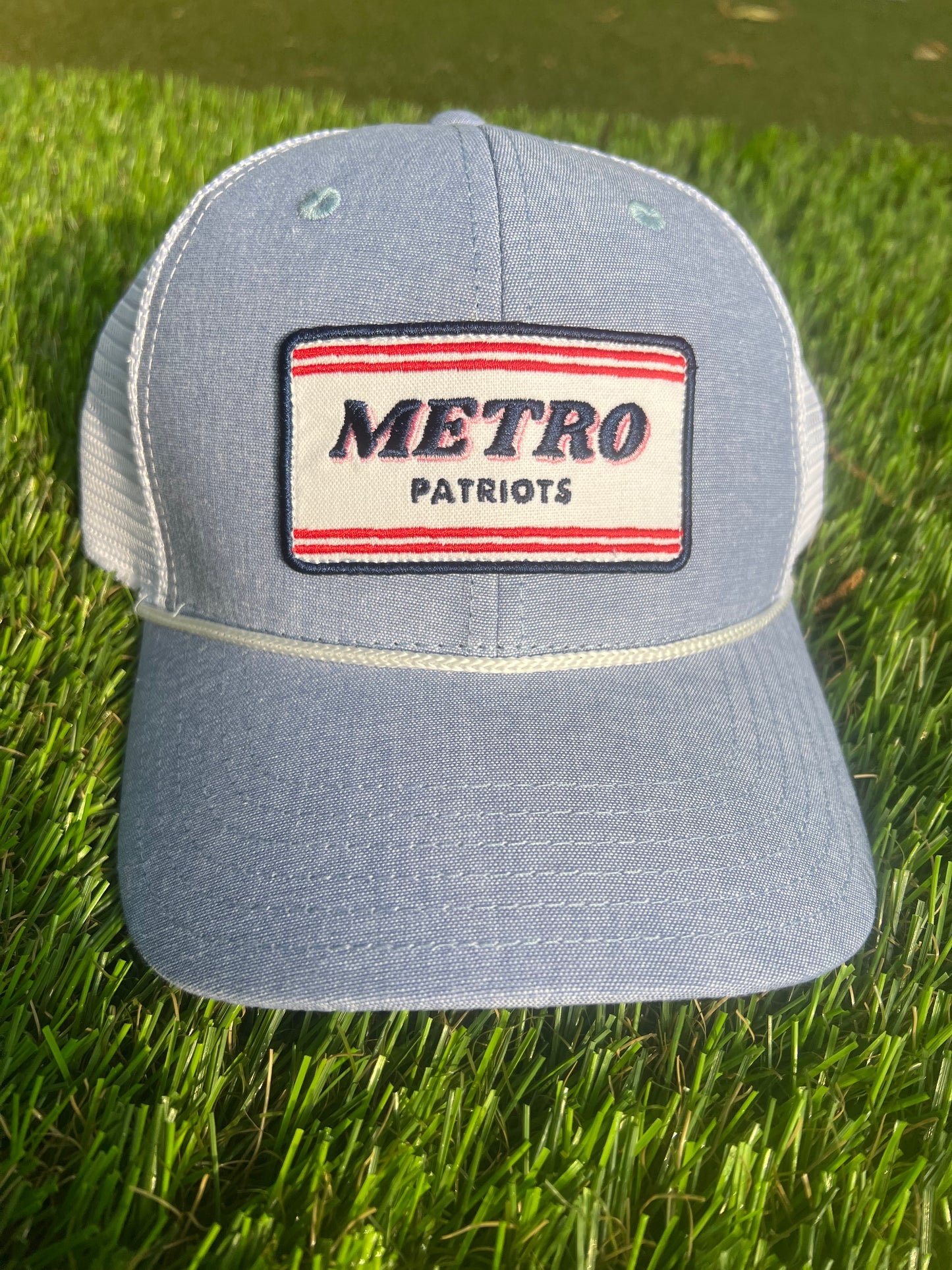 Chambray Trucker Hat-Pink Outline-MF