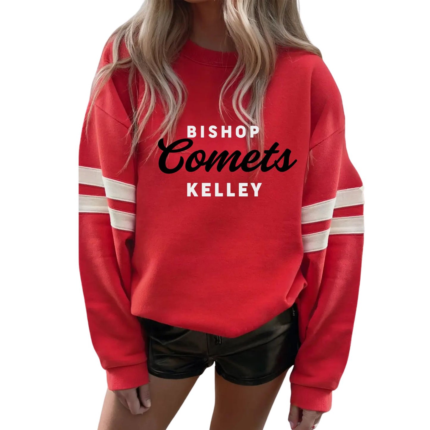 Varsity Stripe Red Sweatshirt - Bishop Kelley