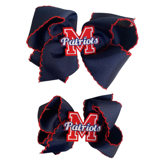 Navy Scallop Embroidered Patch Bow MF