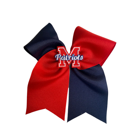Navy and Red Tails Embroidered Patch Bow