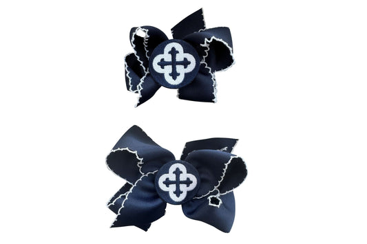 Navy Scallop Embroidered Patch Bow MONTE PRE ORDER