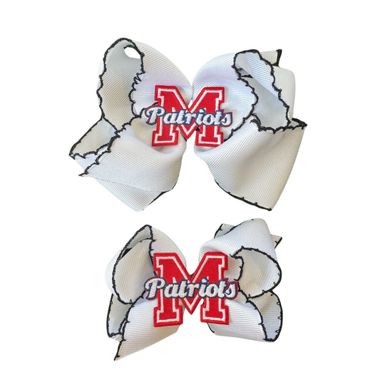 White Scallop Embroidered Patch Bow