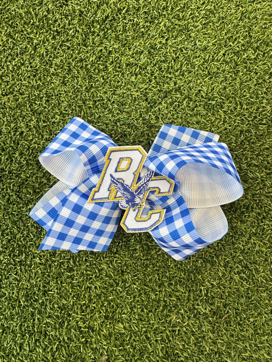 Rejoice Gingham Embroidered Patch Bow