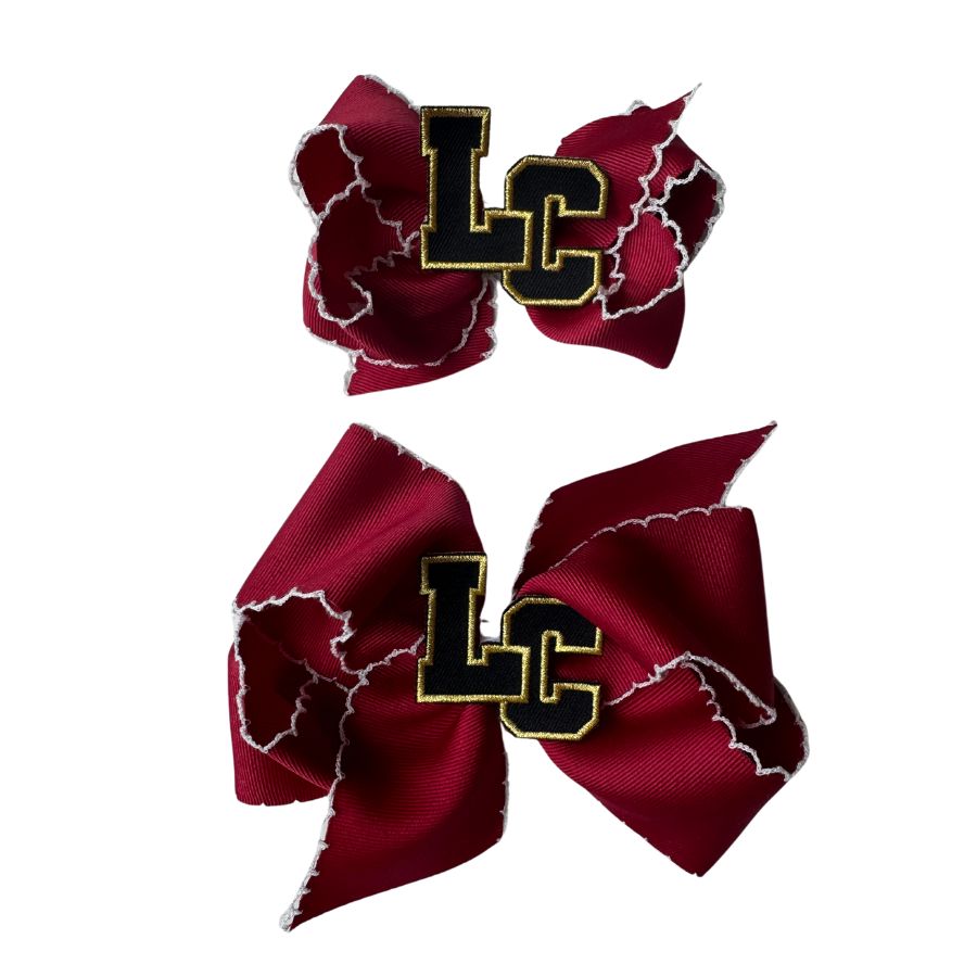 Crimson Scallop Embroidered Patch Bow - Lincoln