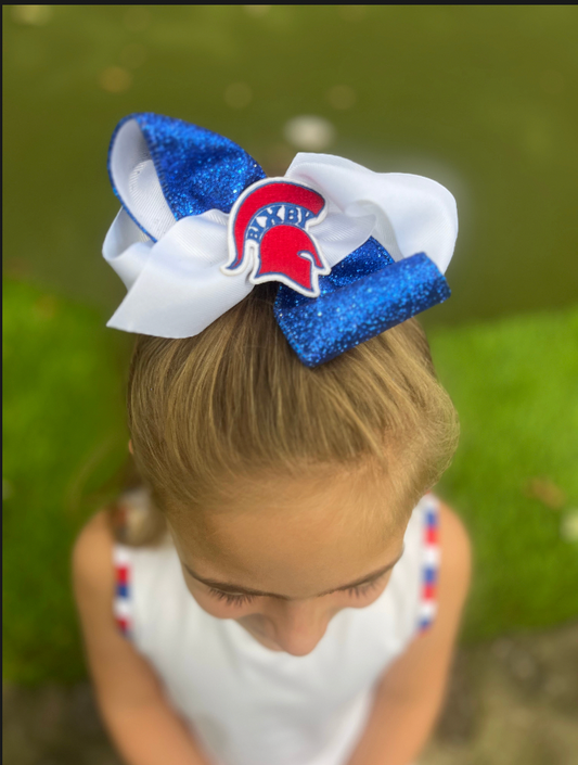 Bixby Blue Glitter Embroidered Patch Bow - King